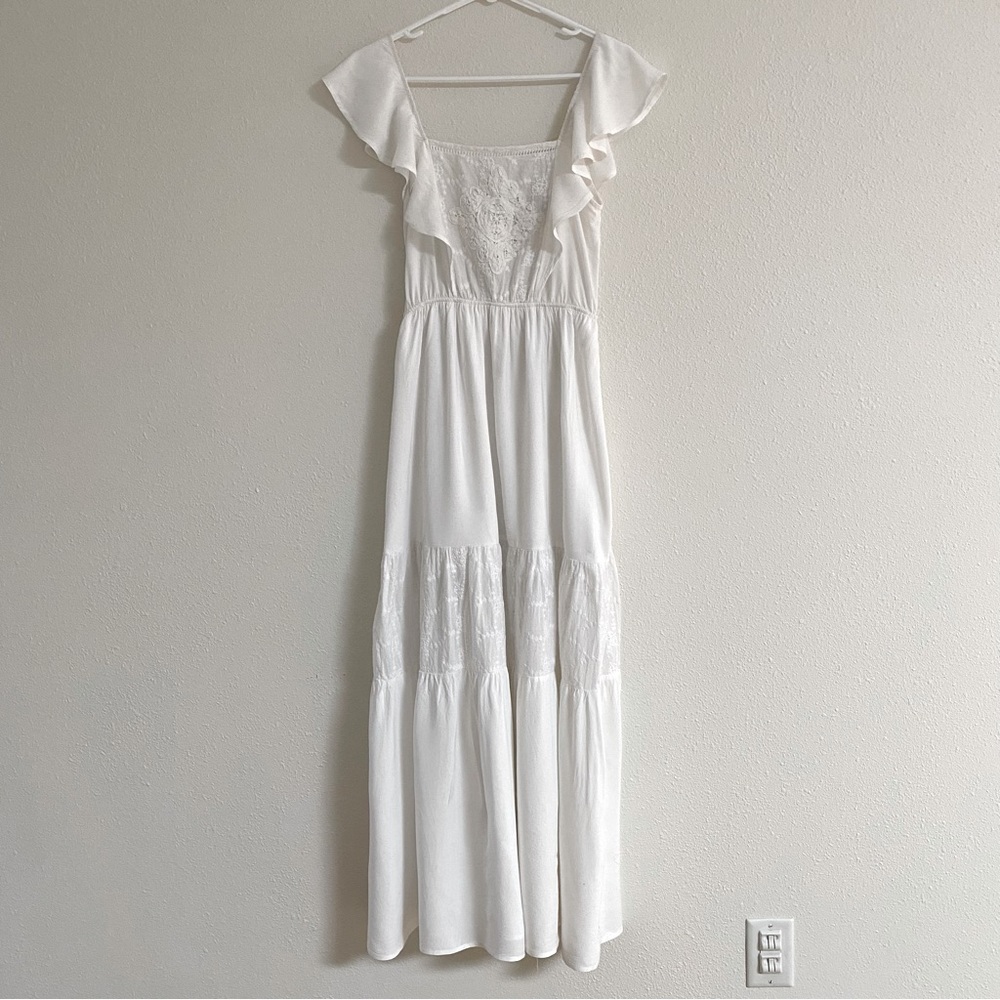 Tiered maxi dress with embroidery detail
